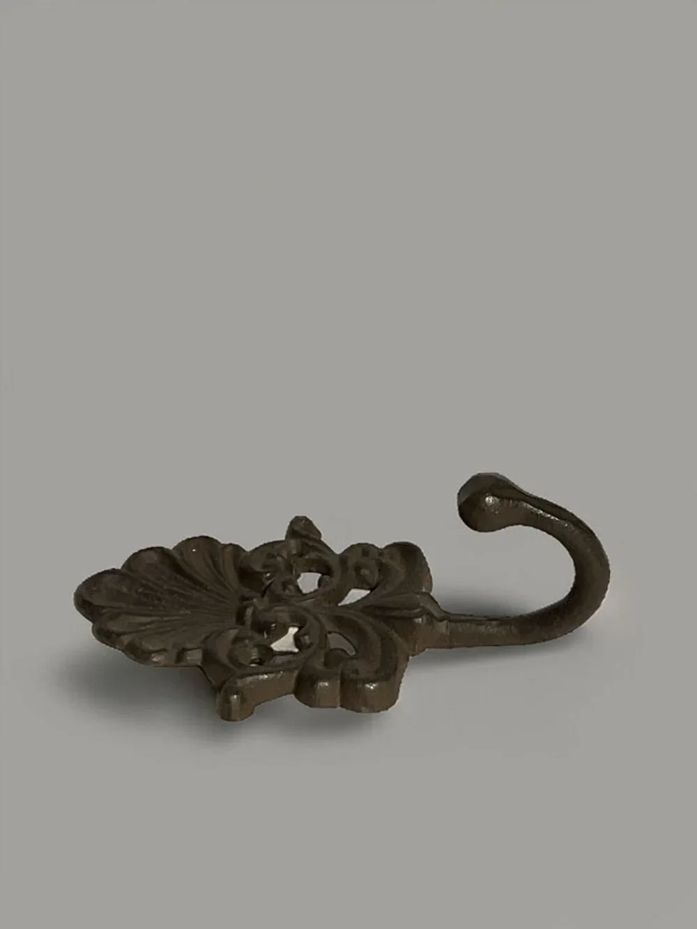 Vintage Decorative Cast Iron Wall Hook With Intricate Scroll Design